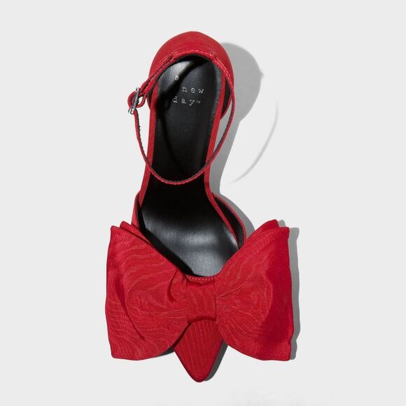 Open Box - A New Day - Women's Bow Pumps Memory Foam Insole Hig Red - Picture 3 of 4